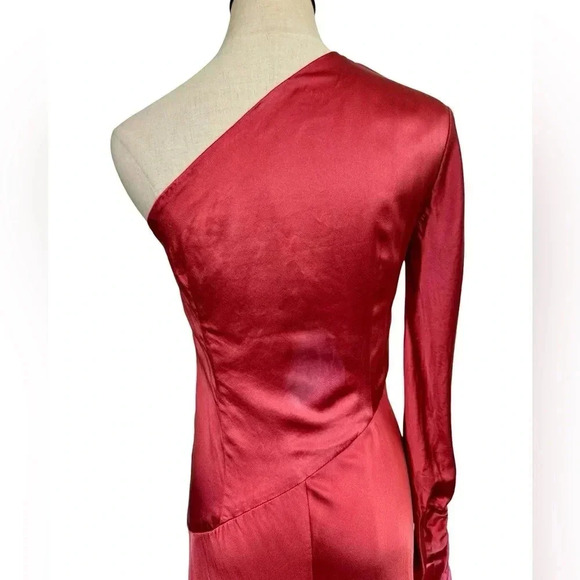 Alejandra Alonso Rojas Dip-Dye Silk One-Shoulder Asymmetrical Gown with/ Train - Picture 13 of 16